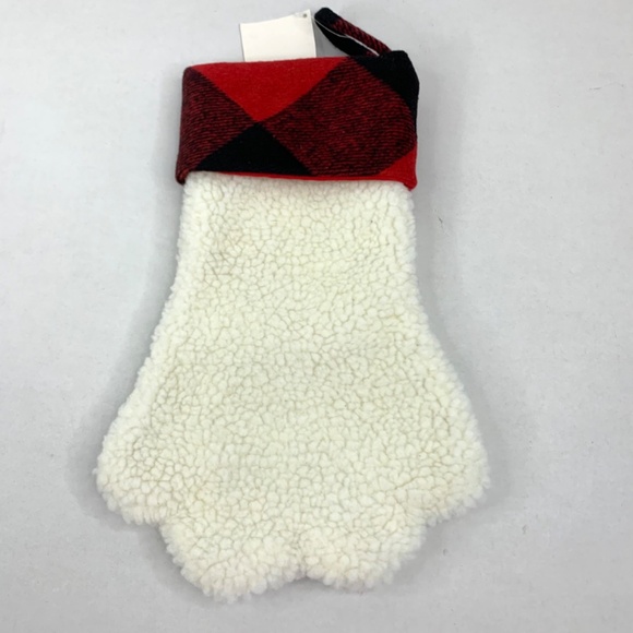 Dog Cat Paw red plaid Holiday Christmas Stocking & 2 Animal photo frame ornament - Picture 4 of 16